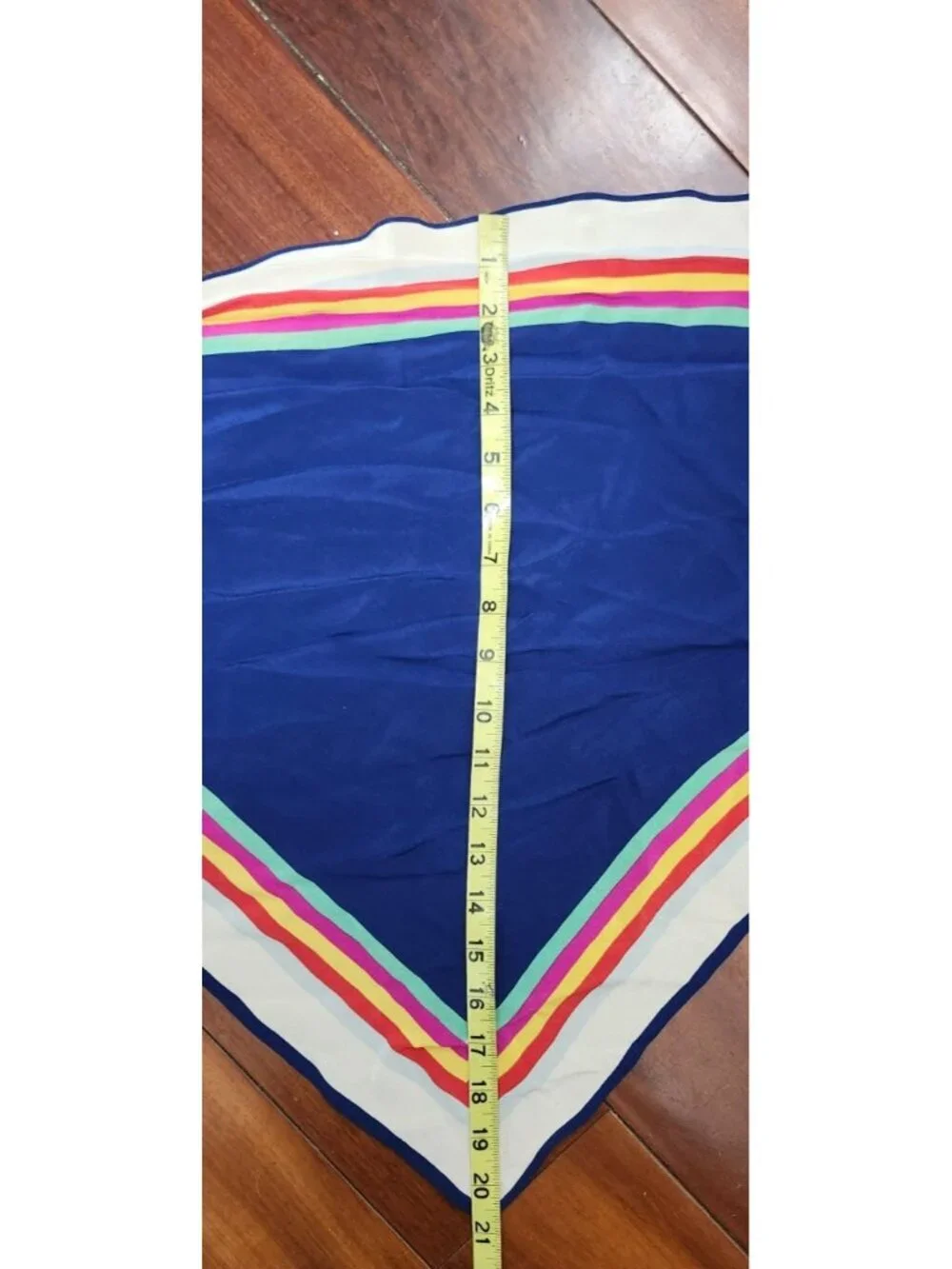 Echo Triangle Scarf Shawl Blue Rainbow Stripe Retro Y2K Head Wrap